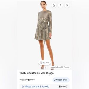 Mac Duggal Gold Sequin Mini Dress